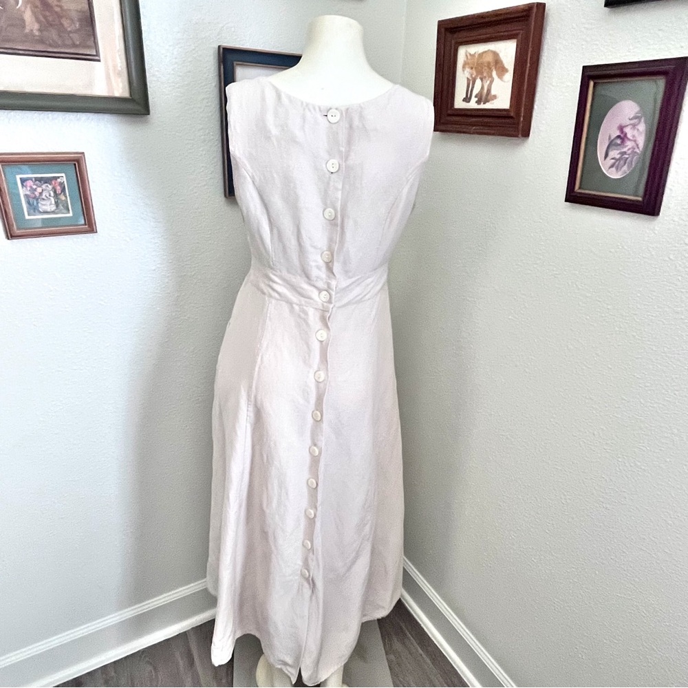 Vintage 90's The Limited Linen Silk Blend Midi Dress Square Neck Pockets - Picture 7 of 13